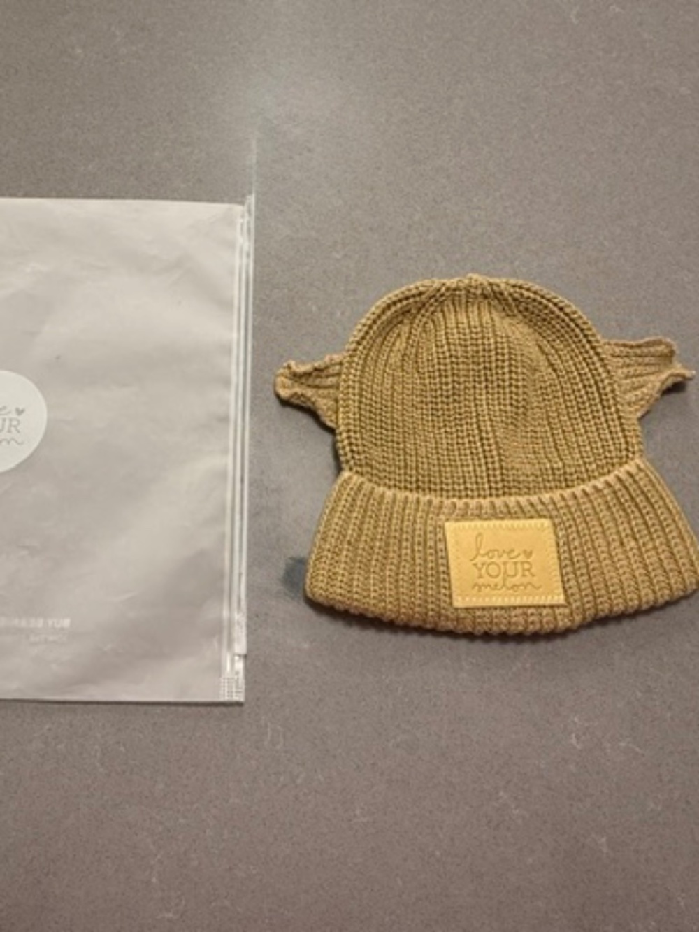 New-Love Your Melon LYM Youth Beanie Yoda Tan Ear Knit Logo Cap Hat